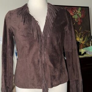 🤩🥳💃HOST PICK!!💃🥳🤩I.N.C. Women's Suede Dark Brown Fringe Blazer. 1X READ  ⬇️